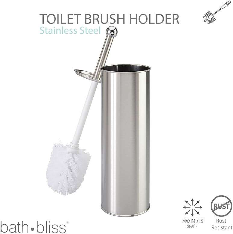 Bath Bliss Stainless Steel Toilet Brush Holder - Image 4