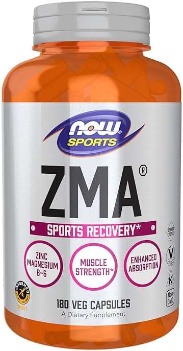 NOW Foods Sports Nutrition, ZMA (Zinc, Magnesium and Vitamin B-6), Enhanced Absorption, Sports Recovery*, 180 Capsules - Image 1