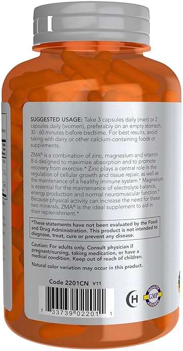 NOW Foods Sports Nutrition, ZMA (Zinc, Magnesium and Vitamin B-6), Enhanced Absorption, Sports Recovery*, 180 Capsules - Image 2