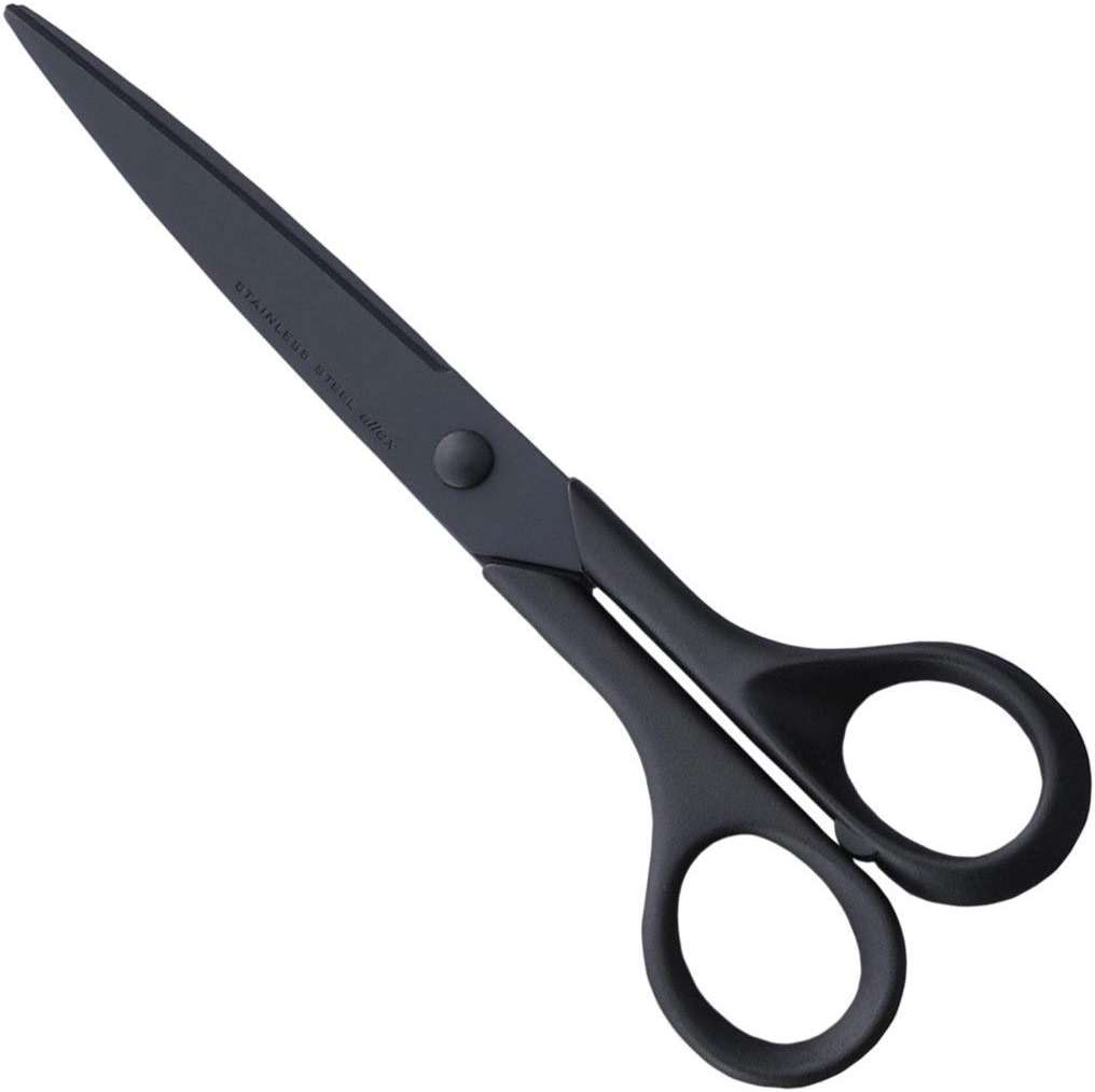 ALLEX Black Scissors All Purpose Sharp Japanese Stainless Steel Blade, Non-Sticking Fluorine Coating Blade for Adhesive Tape, Made in JAPAN - Image 1