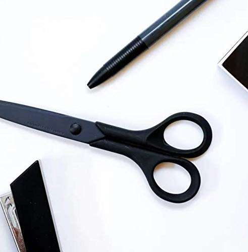 ALLEX Black Scissors All Purpose Sharp Japanese Stainless Steel Blade, Non-Sticking Fluorine Coating Blade for Adhesive Tape, Made in JAPAN - Image 4