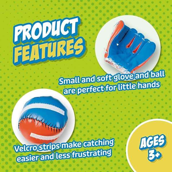 Get Outside Go! Easy Catch Ball & Glove Set Super Sport Outdoor Active Play Baseball by Toysmith (Packaging May Vary) Small - Image 5