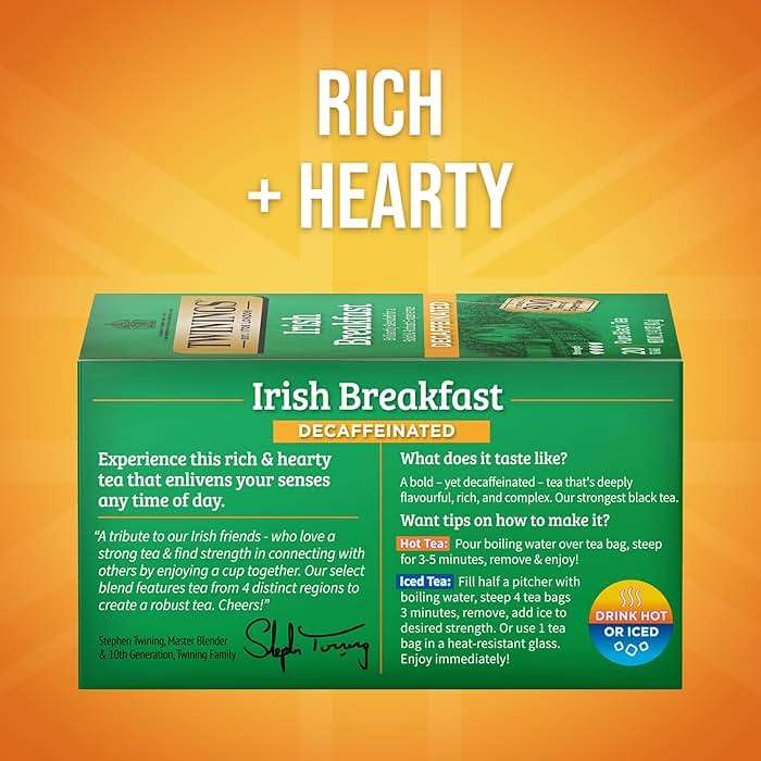 Twinings Decaffeinated Irish Breakfast Black Tea Individually Wrapped Bags, 20 Count (Pack of 1), Flavourful, Robust, Enjoy Hot or Iced, 20 Teabags - Image 2