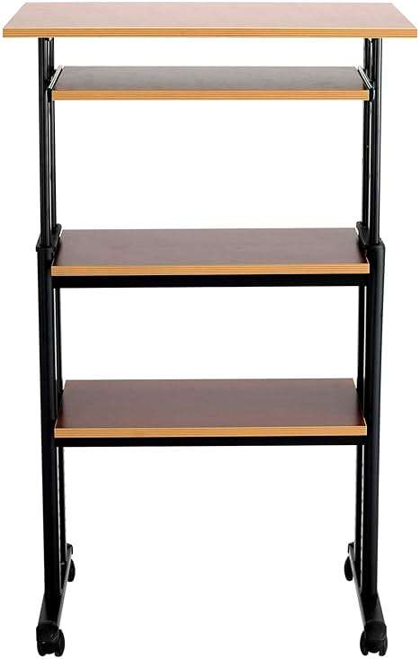 Safco 1929CY MUV Mobile Stand-Up Height-Adjustable Desk,Keyboard Storage, Steel Frame Construction, Durable Melamine Laminate Work Surface, 4 Wheels, Narrow Design - Image 4