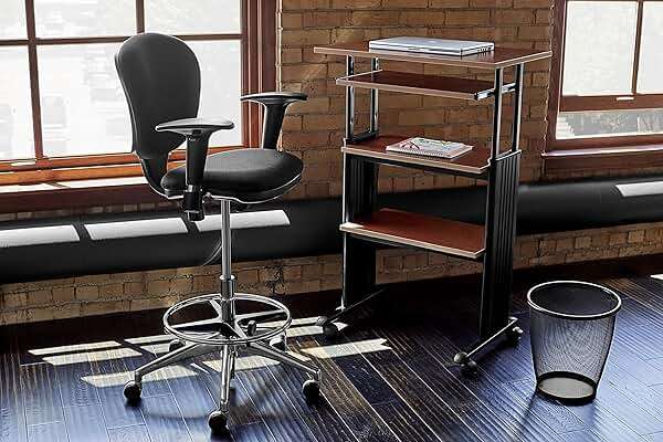 Safco 1929CY MUV Mobile Stand-Up Height-Adjustable Desk,Keyboard Storage, Steel Frame Construction, Durable Melamine Laminate Work Surface, 4 Wheels, Narrow Design - Image 8