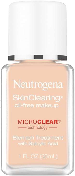 Neutrogena SkinClearing Oil-Free Acne and Blemish Fighting Liquid Foundation with.5% Salicylic Acid Acne Medicine, Shine Controlling Makeup for Acne Prone Skin, 40 Nude, 1 fl. oz - Image 1
