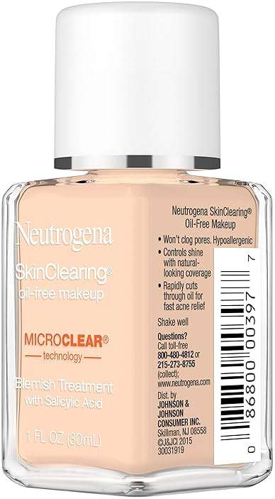 Neutrogena SkinClearing Oil-Free Acne and Blemish Fighting Liquid Foundation with.5% Salicylic Acid Acne Medicine, Shine Controlling Makeup for Acne Prone Skin, 40 Nude, 1 fl. oz - Image 11