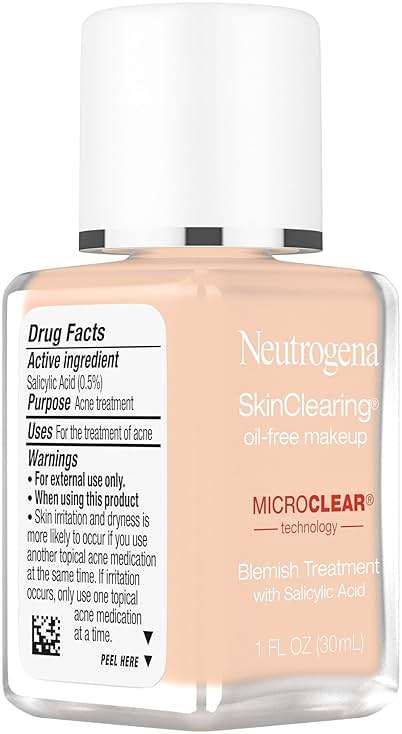 Neutrogena SkinClearing Oil-Free Acne and Blemish Fighting Liquid Foundation with.5% Salicylic Acid Acne Medicine, Shine Controlling Makeup for Acne Prone Skin, 40 Nude, 1 fl. oz - Image 7