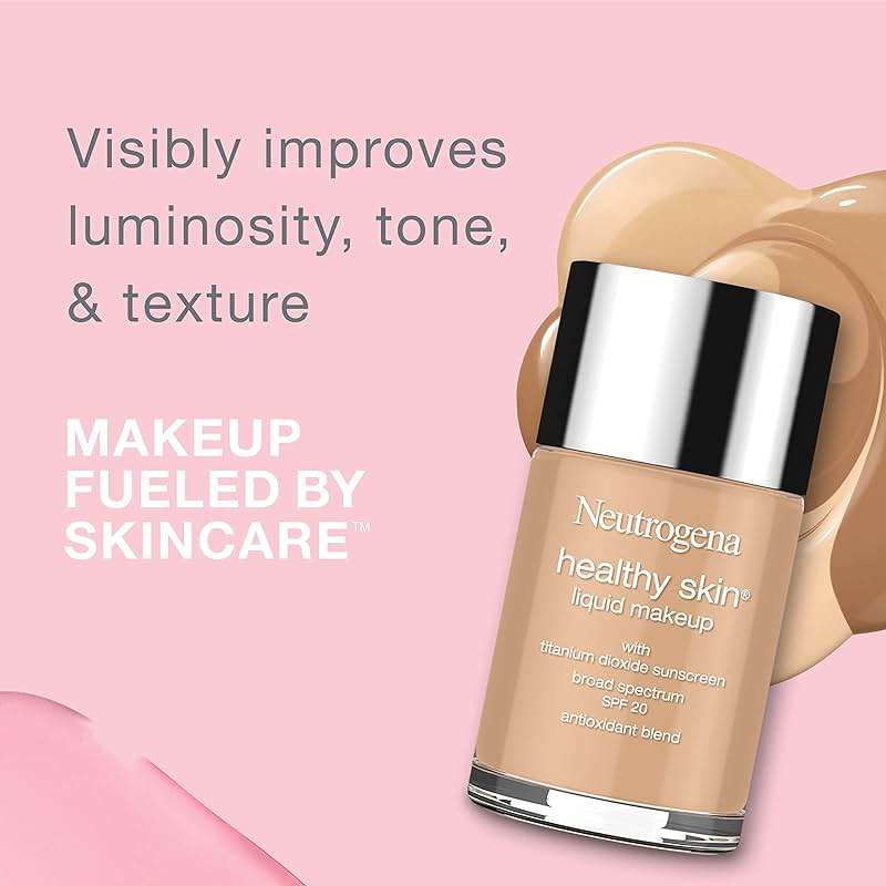 Neutrogena Healthy Skin Liquid Foundation Makeup with Broad Spectrum SPF 20 Sunscreen, Lightweight, Medium Coverage Makeup with Sunscreen and Pro-Vitamin B5, Buff 30, 1 fl. oz - Image 2