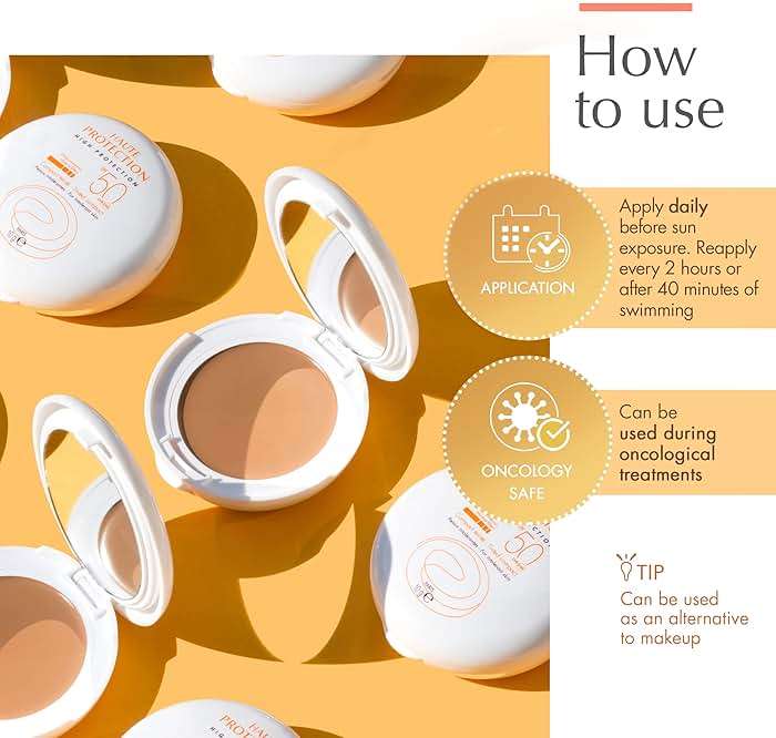 Avène Mineral Tinted Compact SPF 50, Mineral Sunscreen Tinted Sun Care with Mirror, Fragrance-Free for Sensitive Face SPF, Water Resistant, Non-Greasy, Does not Contain Avène Thermal Spring Water - Image 5
