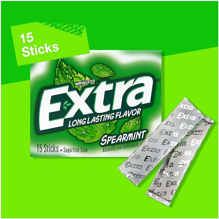 Extra Gum Spearmint Sugarfree Gum Bulk, Individually Wrapped, Perfect for Long Lasting Fresh Breath at School, Work & Travel 15 Count, Pack of 10 - Image 4