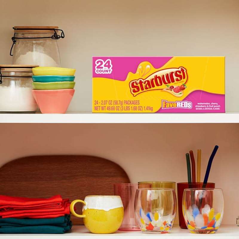 STARBURST FaveREDS Chewy Candy Bulk Pack, 24 Full Size Packs, Red Candy Bulk Box - Image 7