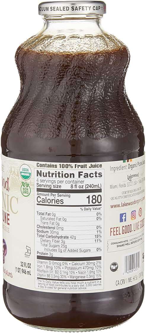Lakewood Organic 100% Juice Pure Prune (1 X 32 FL OZ) - Image 2