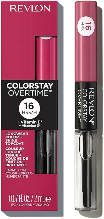 Revlon ColorStay Overtime Liquid Lipstick with Clear Lip Gloss, Long-Lasting Lip Color, Dual Ended with Moisturizing Vitamin E, 220 Unlimited Mulberry, 0.07 fl oz - Image 2