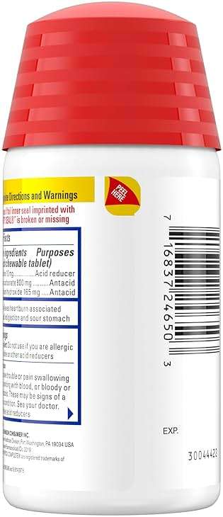 Pepcid Complete Acid Reducer + Antacid for Acid Reflux, 10mg Famotidine, 800mg Calcium Carbonate & 165mg Magnesium Hydroxide per Heartburn Tablet, Antacid Chews, Tropical Fruit, 50 ct - Image 7