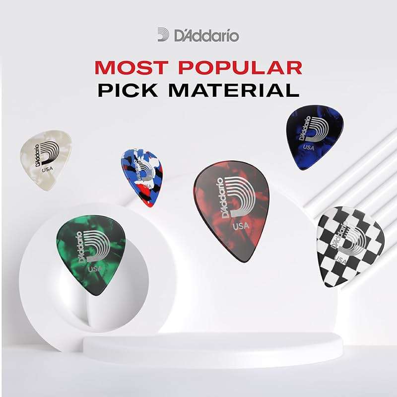D'Addario Celluloid Guitar Picks - Guitar Accessories - Guitar Picks for Acoustic Guitar, Electric Guitar, Bass Guitar - Natural Feel, Warm Tone - Assorted, Medium 0.70mm, 10-pack - Image 2