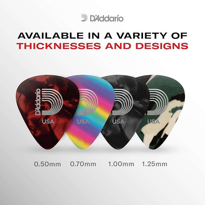D'Addario Celluloid Guitar Picks - Guitar Accessories - Guitar Picks for Acoustic Guitar, Electric Guitar, Bass Guitar - Natural Feel, Warm Tone - Assorted, Medium 0.70mm, 10-pack - Image 5