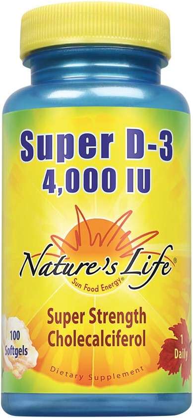 Nature's Life Super D-3 4000 IU | High Potency Vitamin D Supplement | May Support Healthy Bones, Teeth & Immune System | 100 Softgels - Image 1
