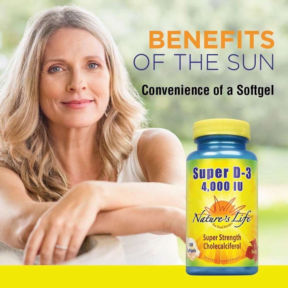 Nature's Life Super D-3 4000 IU | High Potency Vitamin D Supplement | May Support Healthy Bones, Teeth & Immune System | 100 Softgels - Image 3