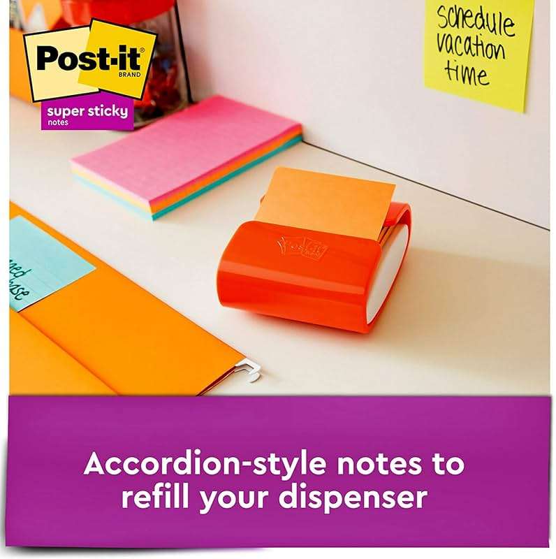 Post-it Super Sticky Dispenser Pop-up Notes, 10 Sticky Note Pads, 3 x 3 in., 2X the Sticking Power, School Supplies and Oﬃce Products, Use with Post-it Note Dispensers, Energy Boost Collection - Image 4