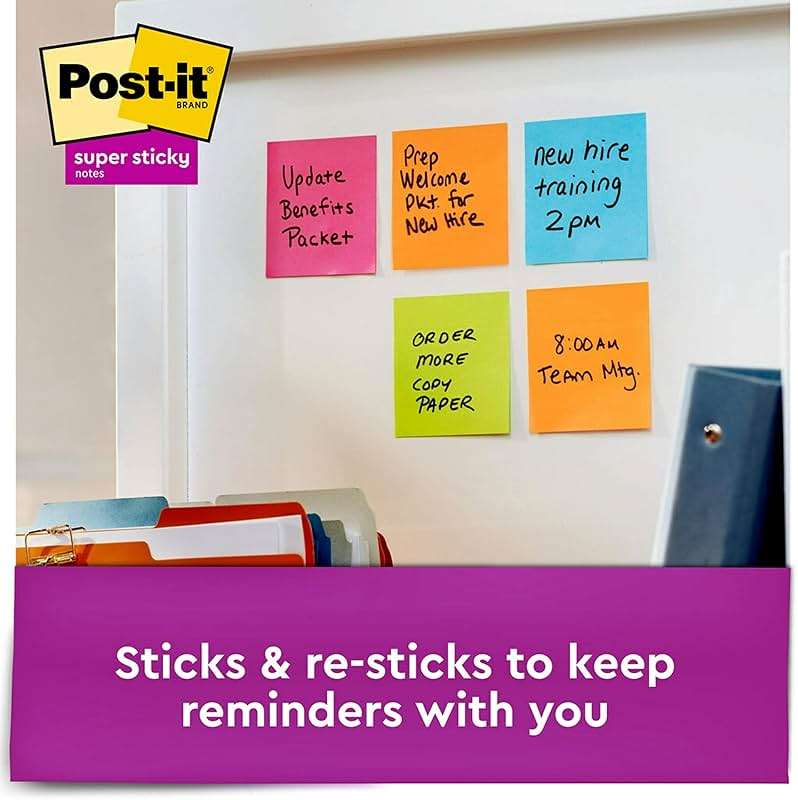 Post-it Super Sticky Dispenser Pop-up Notes, 10 Sticky Note Pads, 3 x 3 in., 2X the Sticking Power, School Supplies and Oﬃce Products, Use with Post-it Note Dispensers, Energy Boost Collection - Image 5