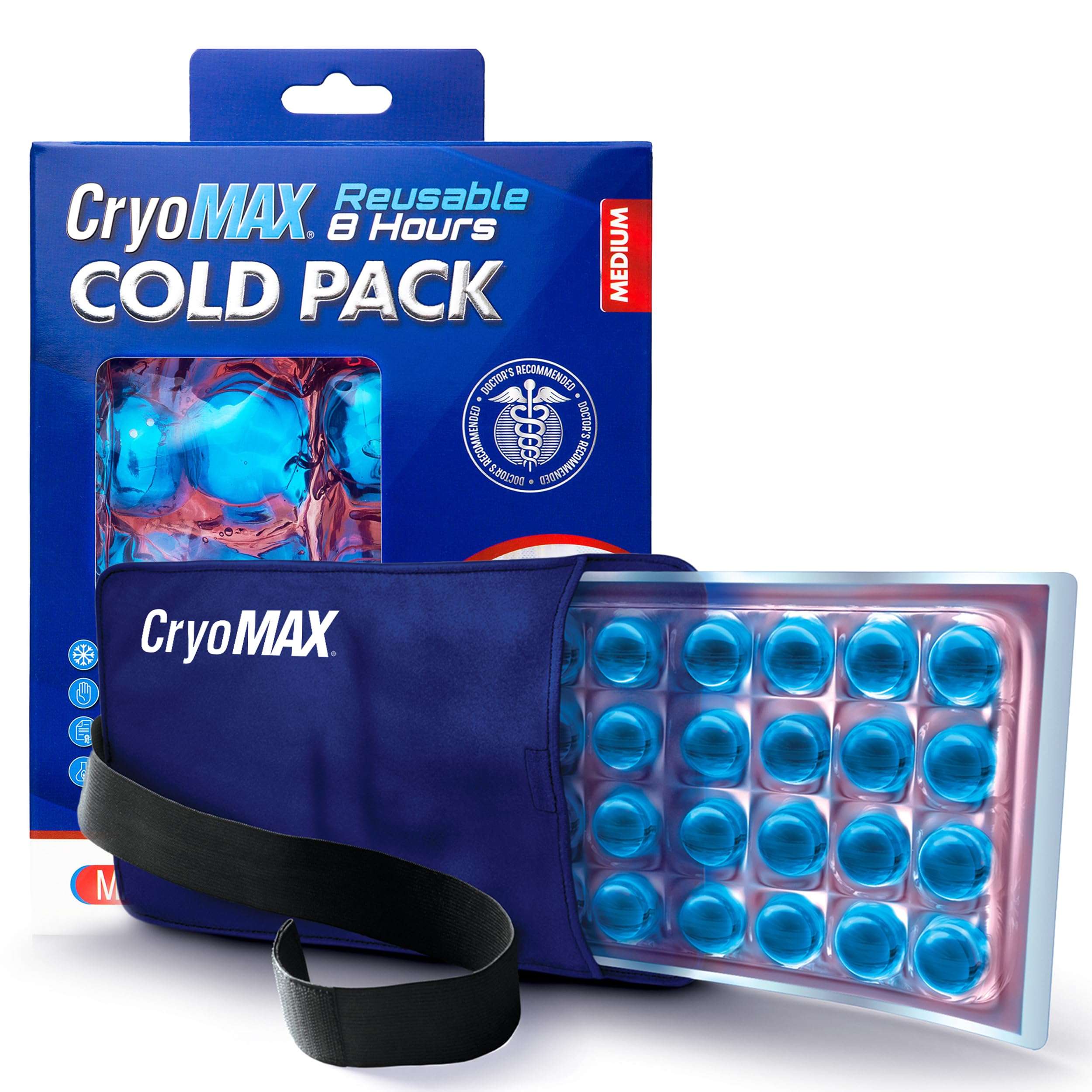 Cryo-Max Cold Pack, 8 Hour Reusable Cold Therapy Ice Pack for Elbows, Knees, Neck + More, Medium, 6" x 12" (1 Count) - Image 1