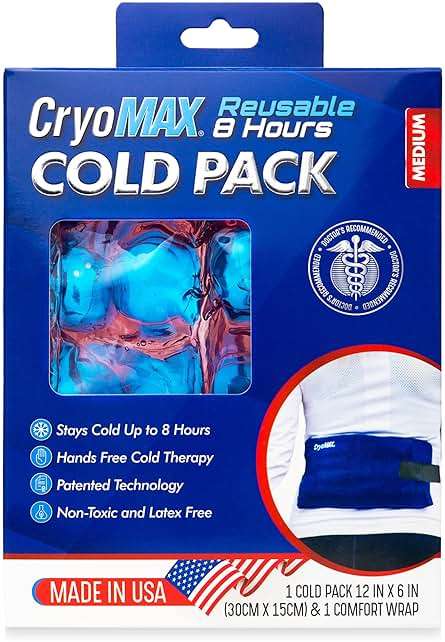 Cryo-Max Cold Pack, 8 Hour Reusable Cold Therapy Ice Pack for Elbows, Knees, Neck + More, Medium, 6" x 12" (1 Count) - Image 2