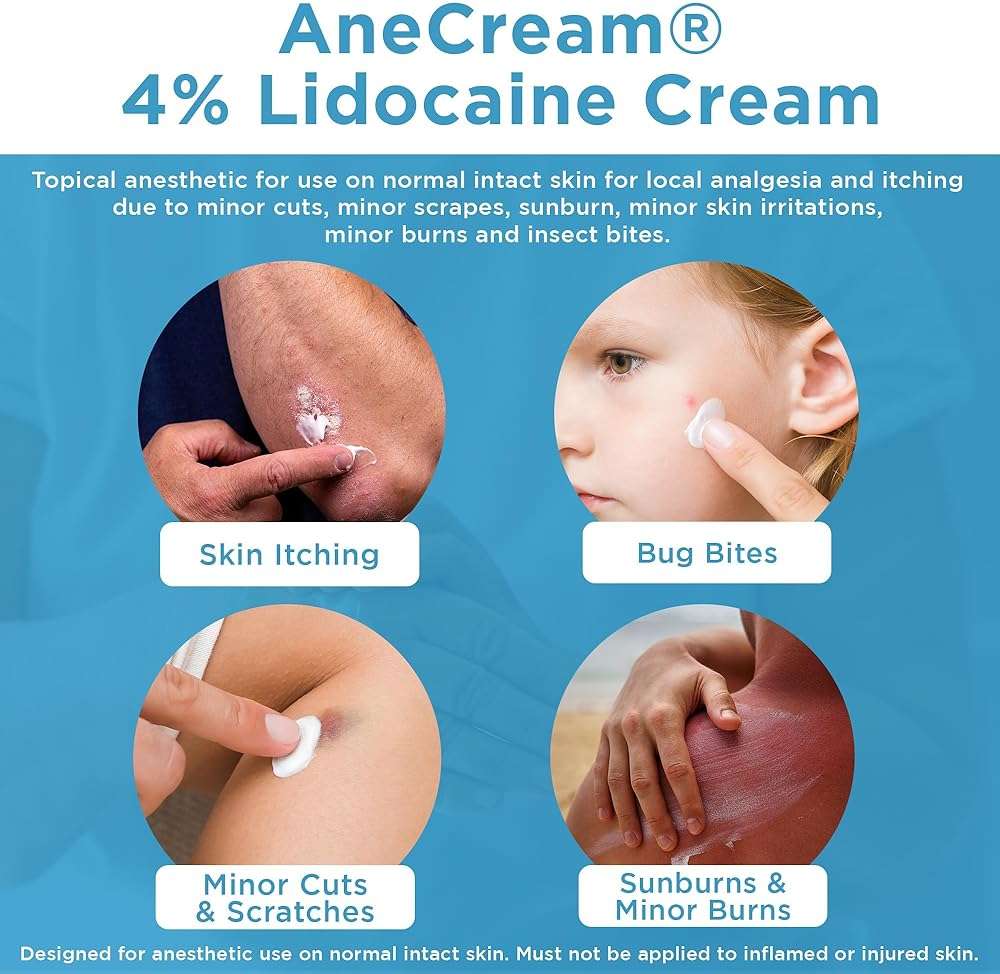 AneCream 4% Lidocaine Cream - Topical Lidocaine Numbing Cream - Over-The-Counter Topical Numbing Cream for Itching, Minor Cuts & Scrapes, Bug Bite & Minor Sunburn (0.5 oz/ 15 g) - Image 2