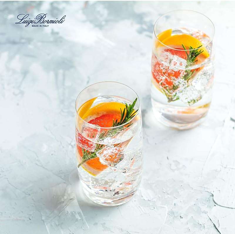 Luigi Bormioli Crescendo Highball Glasses, Set of 4-20 Oz Lead-Free Crystal Tall Tumblers with Thick Base - Laser Cut Rims, Classic for Cocktails, Water, Long Drinks - Made in Italy, Dishwasher Safe - Image 2
