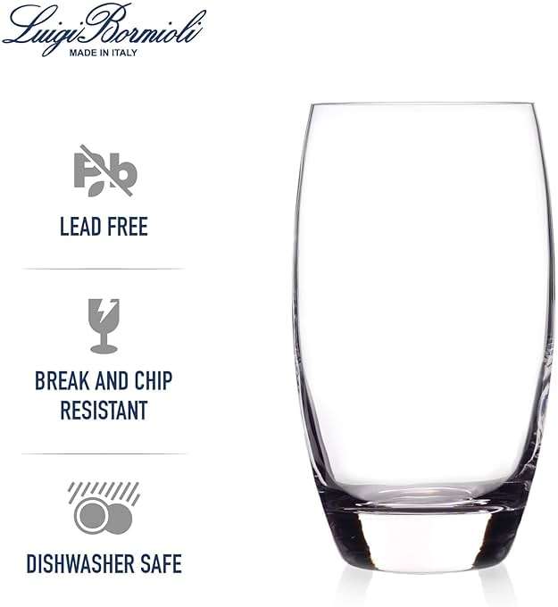 Luigi Bormioli Crescendo Highball Glasses, Set of 4-20 Oz Lead-Free Crystal Tall Tumblers with Thick Base - Laser Cut Rims, Classic for Cocktails, Water, Long Drinks - Made in Italy, Dishwasher Safe - Image 4