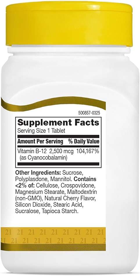 21st Century B-12 2500 mcg Quick Dissolve, Energy Support, Cherry, 110 Ct - Image 10