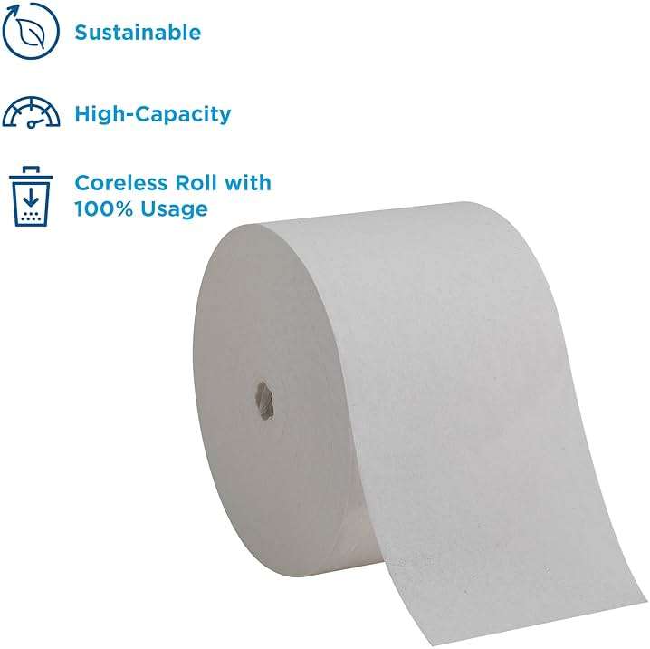 Compact Coreless 1-Ply Recycled Toilet Paper by GP PRO (Georgia-Pacific), 19374, 3,000 Sheets Per Roll, 18 Rolls Per Case - Image 2