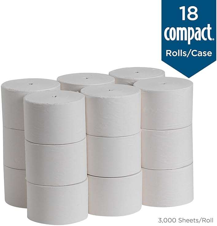 Compact Coreless 1-Ply Recycled Toilet Paper by GP PRO (Georgia-Pacific), 19374, 3,000 Sheets Per Roll, 18 Rolls Per Case - Image 3