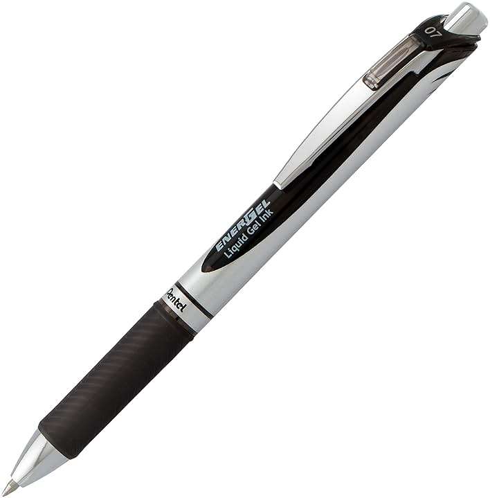Pentel EnerGel RTX Retractable Liquid Gel Pen, (0.7mm) Medium Line, Metal Tip, Black Ink, Box of 12 (BL77-A) - Image 4