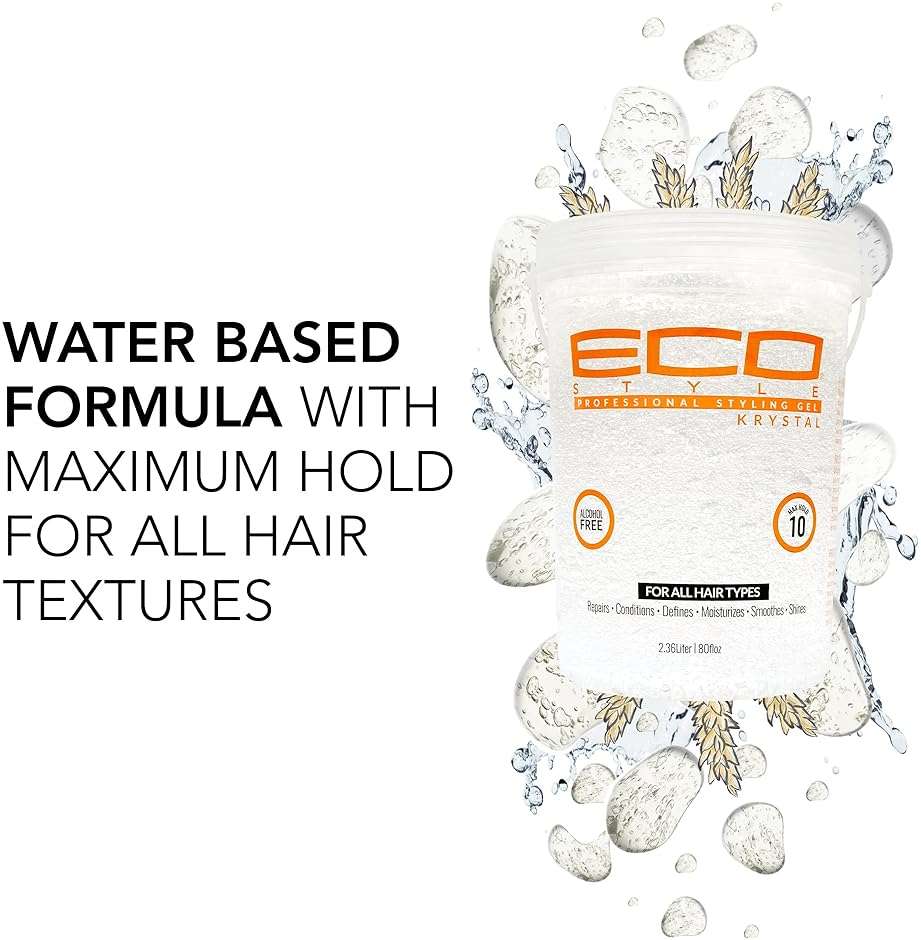 Eco Style Krystal Styling Gel - Adds Body and Shine to all Styles - Moisturizes and Maintains Healthy Hair - Strong, Weightless Hold - Ideal for any Hair Type and Color - Leaves No Residue - 80 oz - Image 2
