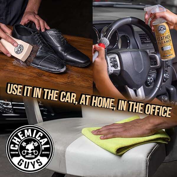 Chemical Guys Leather Cleaner and Conditioner Kit - Car Cleaner and Conditioner, Safely Cleans & Conditions Leather Car Interiors, Furniture, Shoes, Boots, Bags, Apparel & More, 2 Bottles (16 oz Each) - Image 4