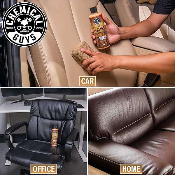 Chemical Guys Leather Cleaner and Conditioner Kit - Car Cleaner and Conditioner, Safely Cleans & Conditions Leather Car Interiors, Furniture, Shoes, Boots, Bags, Apparel & More, 2 Bottles (16 oz Each) - Image 5