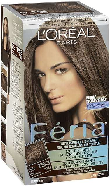 L'Oreal Paris Feria Multi-Faceted Shimmering Permanent Hair Color, T53 Moonlit Tortoise (Cool Medium Brown), Pack of 1, Hair Dye - Image 6