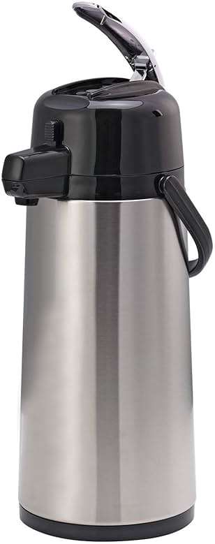 Service Ideas ECAL22S Eco-Air Airpot with Lever, Glass Vacuum Insulated Beverage Dispenser, Thermal Coffee Carafe, 2.2 Liter (74.4 Ounce), Brushed - Image 1