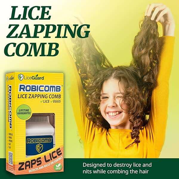 LiceGuard RobiComb Electronic Head Lice Comb, Gentle Lice Treatment for Kids & Adults, Clinically Tested Zapping Nit Comb Detects & Kills Super Lice in Thick, Fine & Curly Hair, Microcharge Technology - Image 3