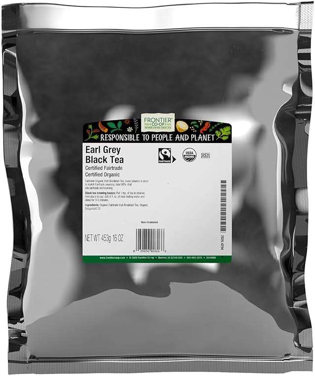 Frontier Co-op Organic Earl Grey Tea Loose Leaf, 1lb Bulk Bag - Premium Dried Loose Leaf Tea - Aromatic Black Tea Loose Leaf with Bergamot Oil, Kosher - Image 1
