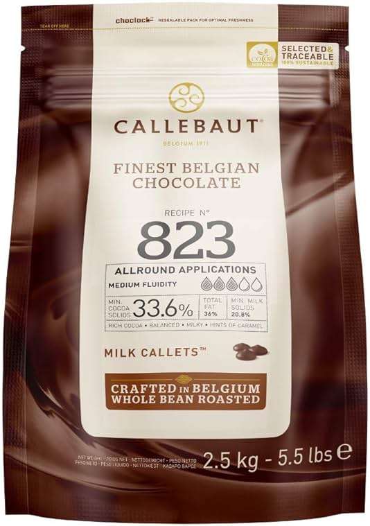 Belgian Milk Chocolate Baking Callets (Chips) - 33.6% - 1 bag, 5.5 lbs - Image 1
