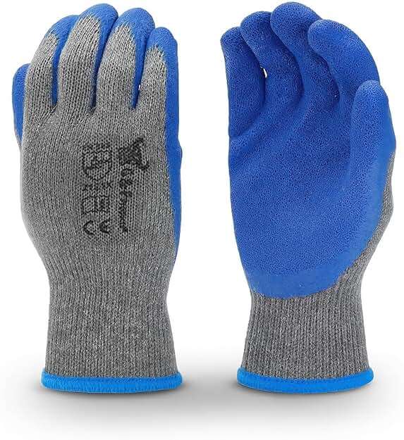 G & F Products - 3100L-DZ-Parent 12 Pairs Large Rubber Latex Double Coated Work Gloves for Construction, gardening gloves, heavy duty Cotton Blend Blue - Image 1