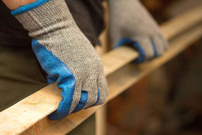 G & F Products - 3100L-DZ-Parent 12 Pairs Large Rubber Latex Double Coated Work Gloves for Construction, gardening gloves, heavy duty Cotton Blend Blue - Image 4
