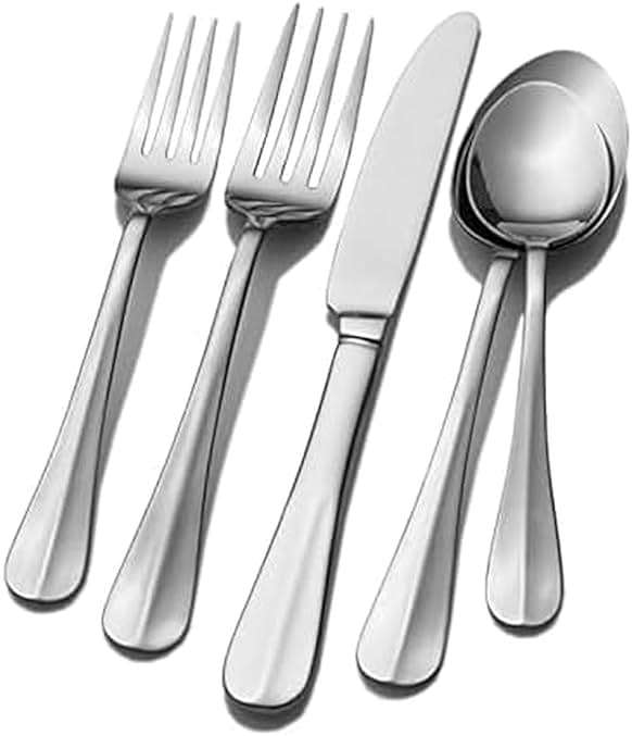 Pfaltzgraff Simplicity 53-Piece Flatware Set, 18/0 Stainless Steel Silverware Set for 8 with Serving Utensils, Classic Dining Cutlery for Everyday Use and Entertaining - Image 1