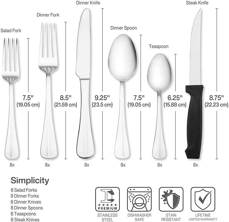 Pfaltzgraff Simplicity 53-Piece Flatware Set, 18/0 Stainless Steel Silverware Set for 8 with Serving Utensils, Classic Dining Cutlery for Everyday Use and Entertaining - Image 10