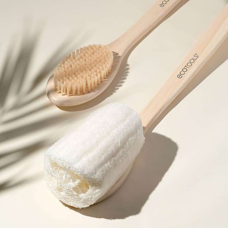 EcoTools Bath Bristle Brush, Bath Brush with Long Handle, Cleanse Back & Hard-to-Reach Areas, Eco Friendly Shower Brush for Exfoliating, Cruelty Free Nylon Bristles, Vegan, 1 Count - Image 4