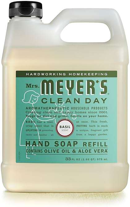 MRS. MEYER'S CLEAN DAY Hand Soap Refill, Made with Essential Oils, Basil, 33 fl. oz - Image 1