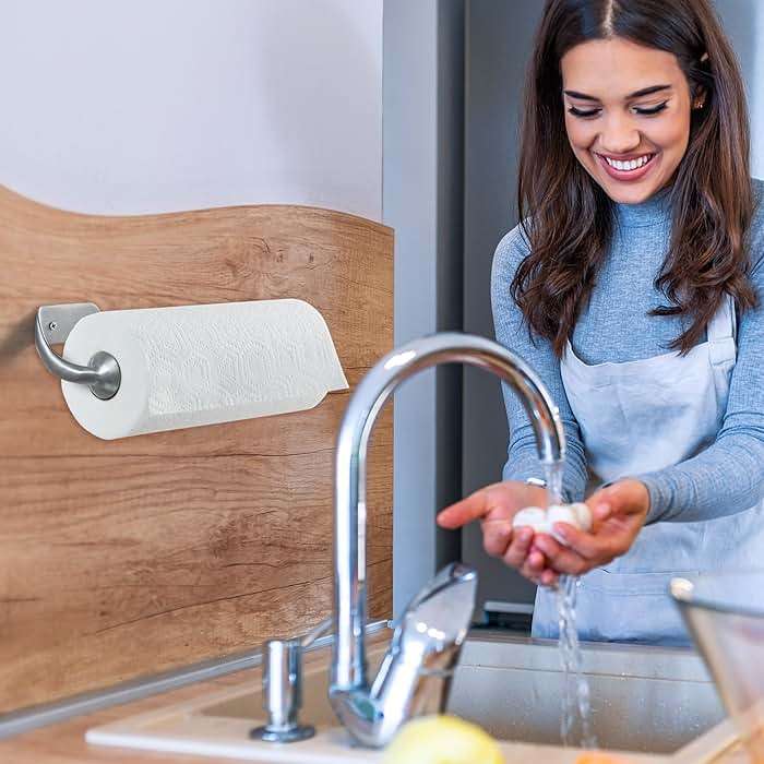 Kamenstein Perfect Tear Paper Towel Holder Wall Mount or Under Cabinet - Die Cast Aluminum, Patented Ratchet System, Fits Jumbo and Select-A-Size Rolls, Mounts in Kitchen, Bathroom, Garage - Image 9