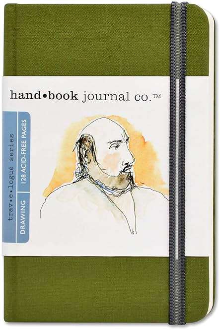 Speedball Travelogue Pocket Portrait Sketchbook - 5.5" x 3.5" Artist Journal, 128 Sheets Buff Drawing Paper, Cadmium Green Cover - Image 1